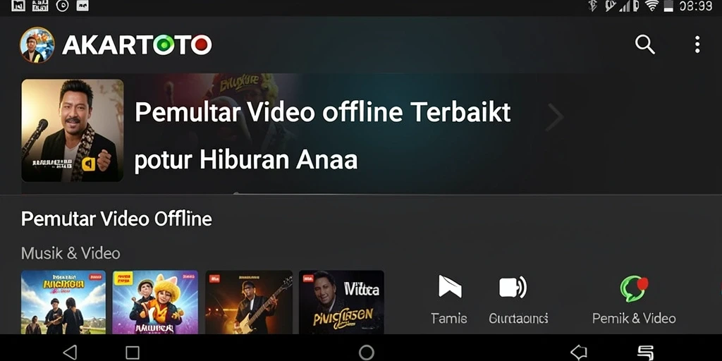 Antarmuka AKARTOTO yang intuitif untuk Pemutar Video Offline.