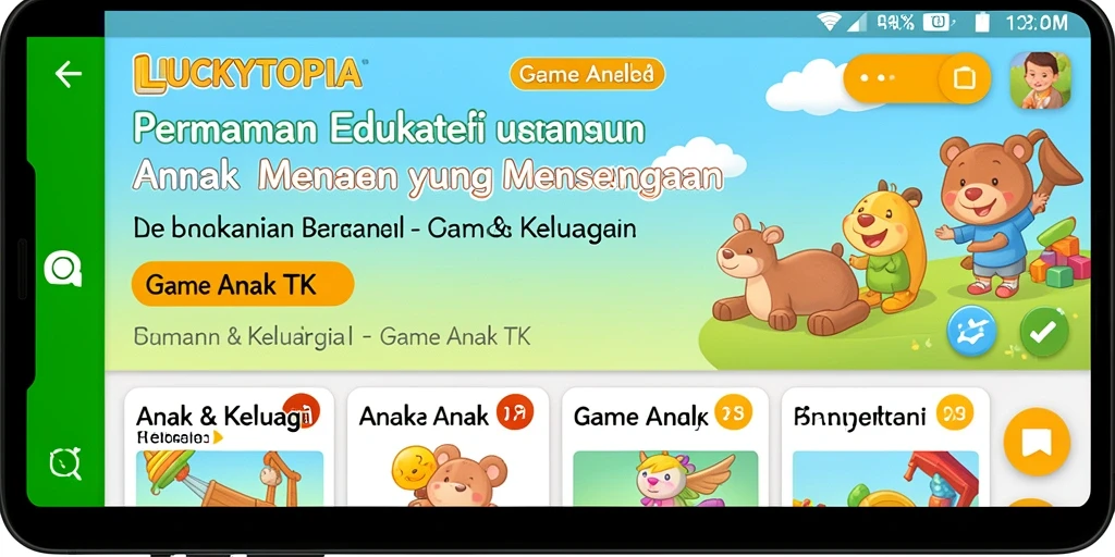 Tampilan antarmuka menarik dan berwarna dari LUCKYTOPIA.
