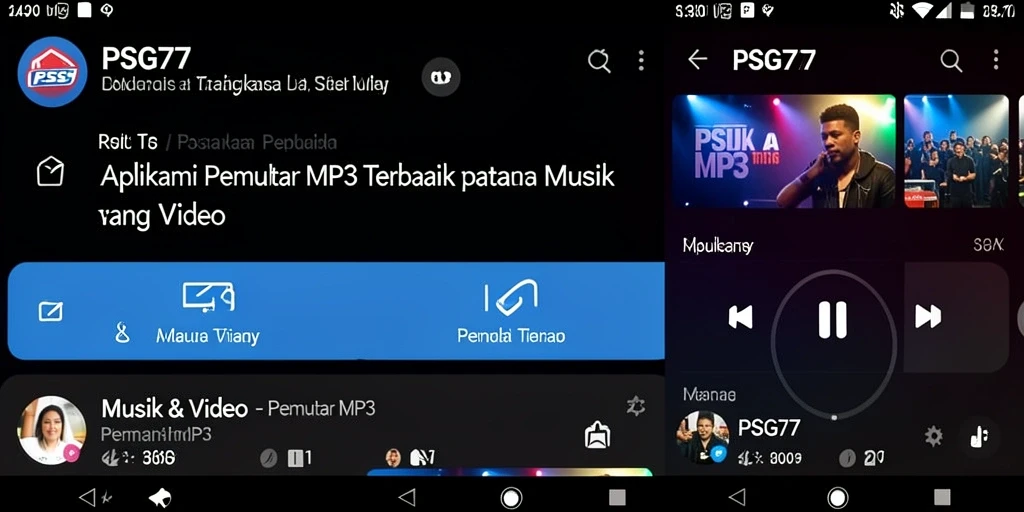 Tampilan antarmuka PSG77 yang intuitif dan modern untuk Pemutar MP3.