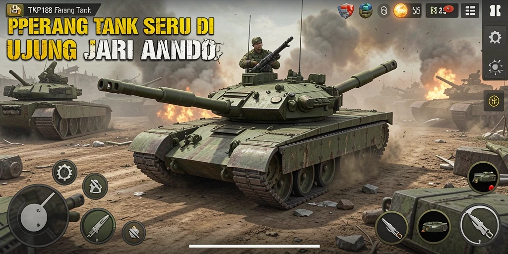 Tampilan antarmuka <strong>TKP188</strong> saat pertempuran tank yang mendebarkan.